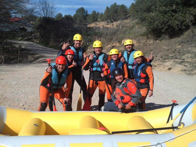  In front of the raft 